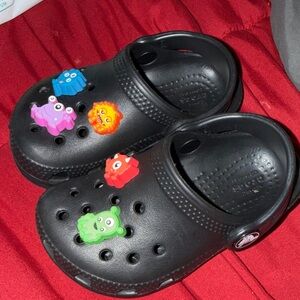 Kids Black Crocs with Colorful Charms